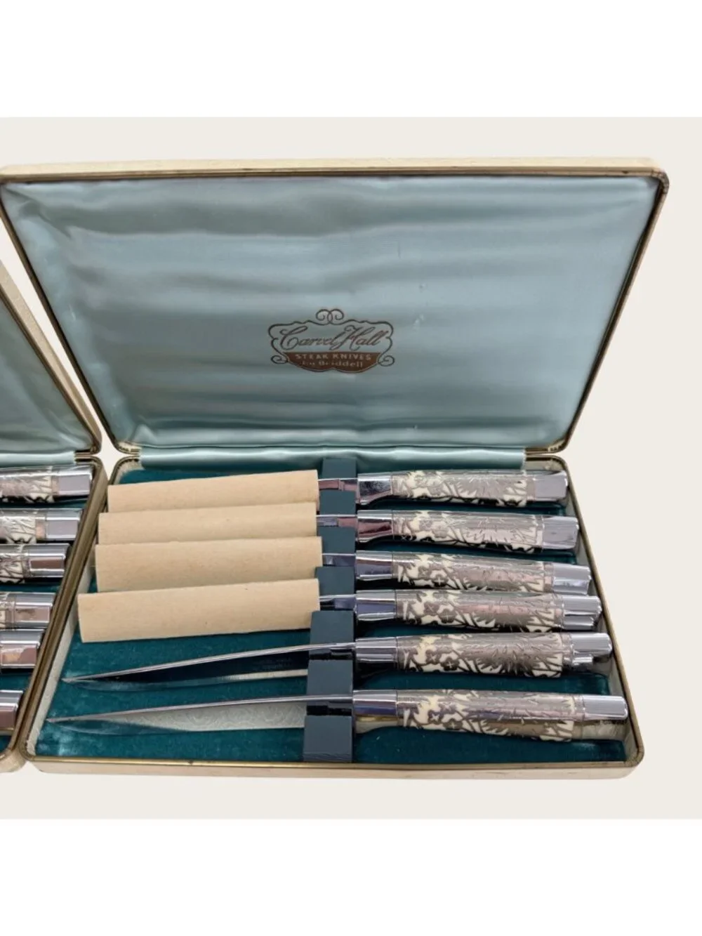 Briddell Carvel Hall Fine Cutlery Steak Knives 12 Piece Set Ornate NOS 2 Cases